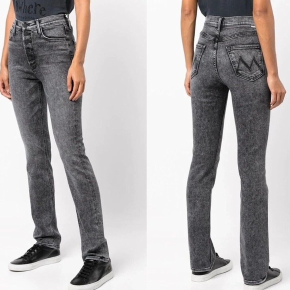 Mother The Pixie Dazzler Skimp Jeans Train Stops Black Gray Wash Size 27 K2 - Picture 1 of 9